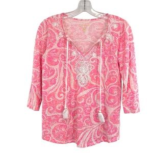 Lilly Pulitzer Holly Top in Pink Pout Paisley Size Small